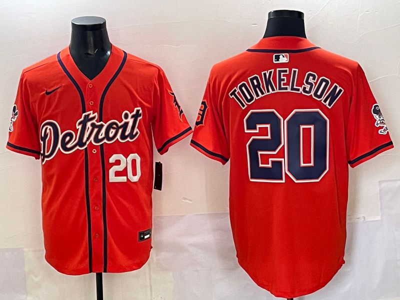 Men 2025 Detroit Tigers 20 Torkelson Orange Nike MLB Jersey style 01